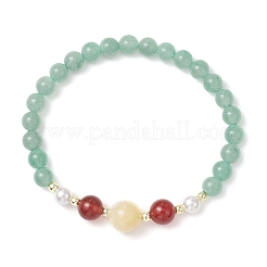 Bracelets extensibles en perles de coquillage et aventurine verte naturelle&nbsp;BJEW-JB11938-01