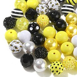 不透明アクリルビーズセット  蜂のテーマ  ラウンド  きいろ  18~20x18~19mm  穴：2~3mm&nbsp;MACR-CJC0001-13A-02