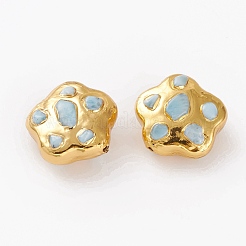 天然ラリマーチップビーズ  中に粘土と金色の真鍮のパーツ  スター  22~23.3x23~24.5x12.5~13.3mm  穴：0.8mm&nbsp;G-C300-02