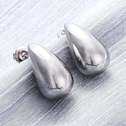 Серьги-гвоздики из латуни в форме каплевидной формы EJEW-Q015-20A-P