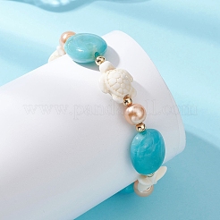 Elastische Armbänder aus synthetischem Türkis&nbsp;BJEW-JB13784