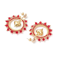 Pendientes colgantes con forma de corazón de hierro&nbsp;EJEW-MZ00405-01