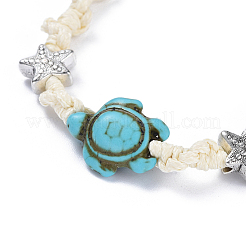 Регулируемые экологически чистые корейские браслеты из вощеного полиэстера с плетеными бусинами BJEW-JB04424-02