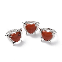 Регулируемые кольца из натуральной красной яшмы с дельфином и сердцем&nbsp;RJEW-K241-02P-05