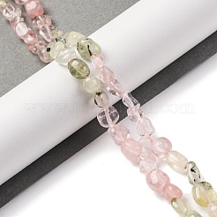 Нити бусин из натурального пренита и розового кварца G-L610-B09-01