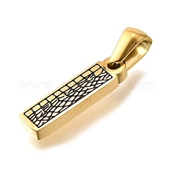 金色の304ステンレススチールペンダント  樹皮模様  文字I  17.5x5.5x2.5mm  穴：5.5x3mm&nbsp;STAS-K300-01G-I