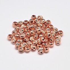 Perline distanziatrici rotonde ondulate in ottone placcato a cremagliera&nbsp;KK-I600-6mm-RG-RS