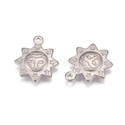 変色しにくい304ステンレススチールペンダント  太陽  ステンレス鋼色  19x16x3mm  穴：2mm&nbsp;STAS-H109-17P