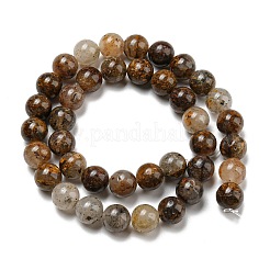 Нити натуральных бусин из яшмы с золотыми листьями G-R494-A20-04