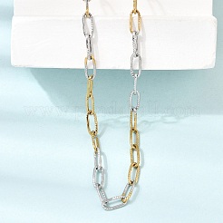 Colliers à chaîne trombone texturée en acier inoxydable 304 bicolore de 4 mm pour homme et femme&nbsp;SA-CBAB767-10GP