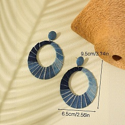 Овальные серьги-гвоздики из джинсовой ткани с подвесками&nbsp;FS-WG37483-01