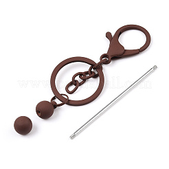 スプレー塗装合金バービーズキーホルダージュエリー作成 diy 工芸品  合金カニカンと鉄リング付き  サドルブラウン  15.5~15.8cm&nbsp;KEYC-A011-02M