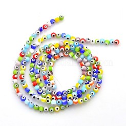 Handgefertigte Murano bösen Blick runde Perle Stränge&nbsp;X-LAMP-J031-4mm-M