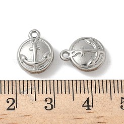 304ステンレススチールチャーム  アンカーチャーム付きフラットラウンド  変色防止  ステンレス鋼色  12.5x10x4.5mm  穴：1.2mm&nbsp;STAS-F320-07P