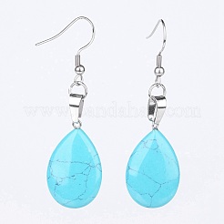 Натуральные и синтетические смешанные драгоценные камни болтающийся серьги EJEW-JE02728