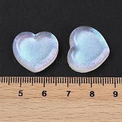 クリア樹脂カボション  グリッターと  ハート  レモンシフォン  18x19.5x6.5mm&nbsp;X-CRES-P019-04H