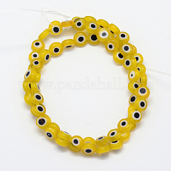 Handmade bösen Blick lampwork flache runde Perle Stränge&nbsp;LAMP-L058-8mm-01
