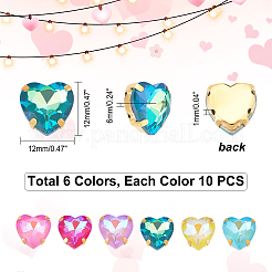 60 Stück 6 Farben Strass aufnähen&nbsp;GLAA-DC0001-05