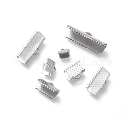 変色しない201ステンレススチールリボンクリンプエンド  ステンレス鋼色  7~10x7~25mm  穴：1x1~3mm  70個/箱&nbsp;STAS-I152-21P