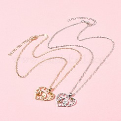 2 шт. 2 цвета мама дочка рука об руку семейное сердце сплав кулон ожерелья NJEW-FS0001-10A