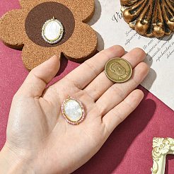 2 шт. подвески из латуни с микропаве из кубического циркония и ракушек&nbsp;KK-CJ0003-03