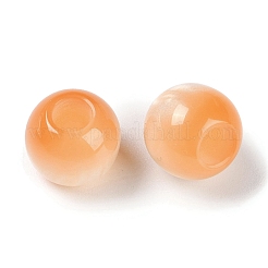 レジンヨーロピアンビーズ  大穴ビーズ  模造キャットアイ  ラウンド  オレンジ  12x11.5mm  穴：4.8mm&nbsp;RESI-F055-02D