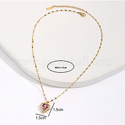 Collier pendentif coeur en zircone cubique avec chaînes en laiton&nbsp;HL6182