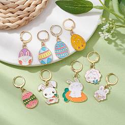 Подвеска из эмали из сплава пасхальный кролик и яйцо HJEW-JM01310