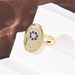 Регулируемые открытые кольца-манжеты из латуни с микропаве из кубического циркония для женщин&nbsp;RJEW-K264-06G