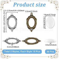 30 ciondolo in lega stile tibetano vintage con castone cabochon e retro aperto&nbsp;TIBEP-UN0001-31