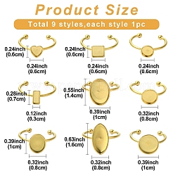 9 шт. 9 стиля ионного покрытия (IP) 304 нержавеющая сталь открытые манжетные кольца компоненты&nbsp;STAS-YW0003-18G