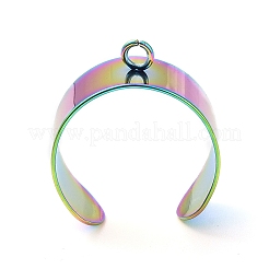 304ステンレススチールオープンカフフィンガーリング部品  ループリングベース  虹色  usサイズ8 1/2(18.5mm)  10mm  穴：2.4mm&nbsp;STAS-WH0029-40B-M