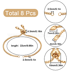 8шт регулируемые слайдерные браслеты из нержавеющей стали 304 для изготовления&nbsp;STAS-SC0006-03G