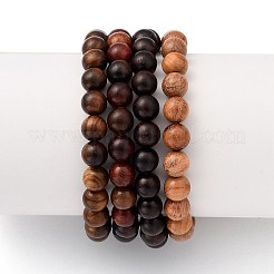 Комплекты эластичных браслетов унисекс из натурального дерева с бусинами&nbsp;BJEW-JB05463