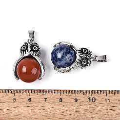 Подвески в виде сов из натуральных смешанных камней&nbsp;G-T143-24M