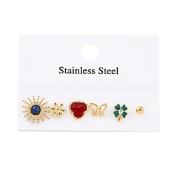Orecchini a bottone con pietre di strass in acciaio inossidabile 304&nbsp;EJEW-S224-04G-07