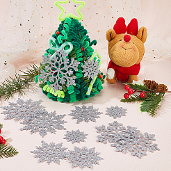 36 шт. блестящие рождественские снежинки пластиковые подвесные украшения&nbsp;HJEW-GF0001-64A