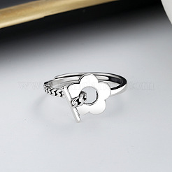 Цветок родиевое покрытие 925 регулируемые кольца из стерлингового серебра FS-WG7FDEB-01