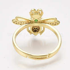 Регулируемые латунные кольца из микро-паве циркония RJEW-S044-015