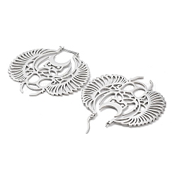 変色しない304ステンレススチール製バットフープピアス（女性用）  ステンレス鋼色  54x53x1~2mm&nbsp;EJEW-R156-08P