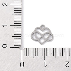 変色しない304ステンレススチールチャーム  レーザー切断  ステンレス鋼色  無限大とハート  9x10x1mm  穴：1mm&nbsp;STAS-K286-01A-P