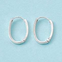 真鍮の楕円形のヒンジ付きフープピアス、男性、女性用。  カドミウムフリー＆鉛フリー  925銀メッキ  20.5x13.5x1.5mm  ピン：0.8mm&nbsp;KK-A172-35S