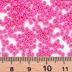 12/0 FGBグレードAラウンドガラスシードビーズ  焼き付け塗料  パールピンク  2.3x1.5mm  穴：1mm  約48500個/ポンド&nbsp;SEED-N001-A-1044