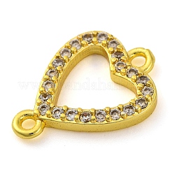Ciondoli con connettori a maglie a forma di cuore in ottone con micro pavé di zirconi trasparenti&nbsp;KK-A230-03A-G