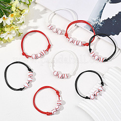 15шт 3 цвета спортивные браслеты из акриловых бусин для мужчин и женщин&nbsp;BJEW-SP0001-23