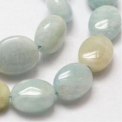 楕円形の天然アクアマリンビーズ連売り  10x8x5mm  穴：1mm  約40個/連  15.7インチ&nbsp;G-O139-02C