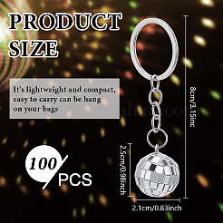 100 шт. зеркальный шар акриловый кулон брелок&nbsp;KEYC-DR0001-20