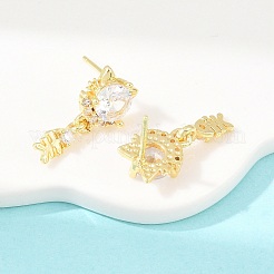 Boucles d'oreilles avec pendentif en laiton avec zircone cubique de micro pave&nbsp;EJEW-F405-24G-02
