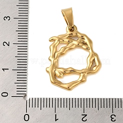 イオンプレーティング（IP）304ステンレスペンダント  幾何学的な魅力  ゴールドカラー  25x20x2mm  穴：6x3mm&nbsp;STAS-C103-22G