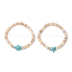 Браслеты из натуральных пресноводных бусин и синтетической бирюзы&nbsp;BJEW-JB11876